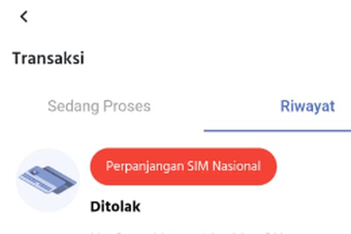 Perpanjang SIM secara online ditolak.