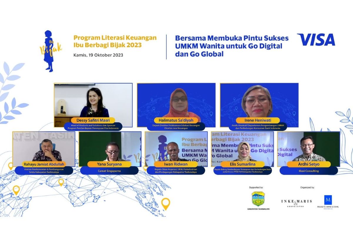 Tangkapan layar para pembicara dalam penutupan program Ibu Berbagi Bijak 2023 yang diselenggarakan oleh Visa bekerjasama dengan Maxi Consulting pada Kamis (19/10/2023) melalui