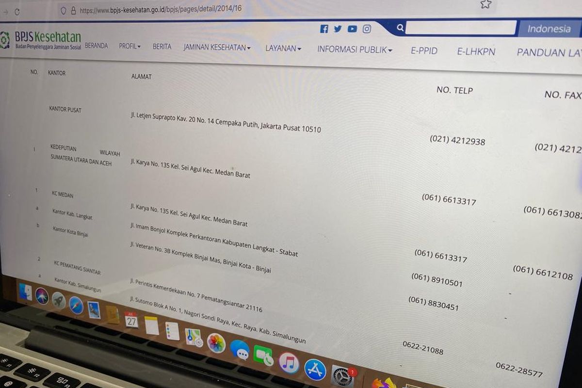 Halaman website buat cek kantor BPJS terdekat.