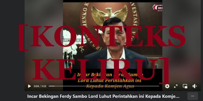 Unggahan hoaks yang melibatkan Luhut Pandjaitan memerintahkan pengungkapan kasus Ferdy Sambo