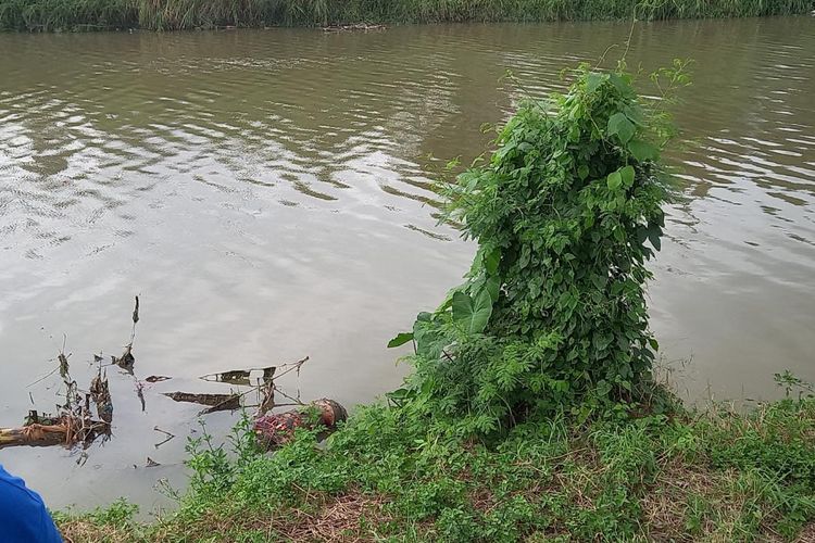Sebuah mayat ditemukan di Sungai Banjir Kanal Barat, Semarang, Jawa Tengah. Minggu (14/8/2022)