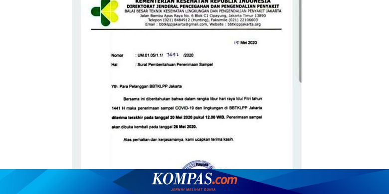 Beredar Surat Edaran Lab Pemeriksaan Sampel Covid 19 Libur Saat Lebaran Benarkah Halaman All Kompas Com