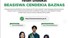 Syarat Dapat Beasiswa Cendekia Baznas Dalam Negeri 2026, Batas Akhir Daftar 27 September