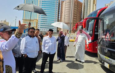 Menteri Agama Yaqut Cholil Qoumas mengecek persiapan di Arab Saudi menjelang opersional haji 2024. 