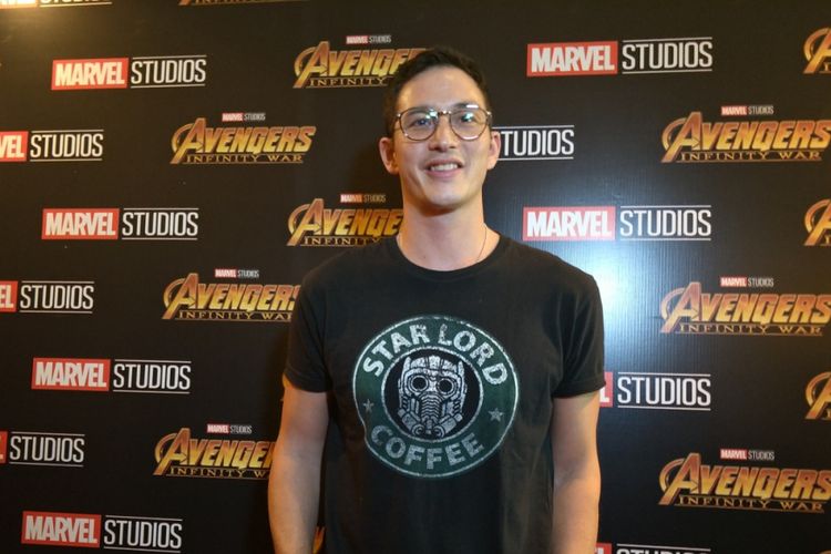 Mike Lewis diabadikan di sela screening film Avengers: Infinity War di XXI Kota Kasablanka, Jakarta Selatan, Selasa (24/4/2018) malam.