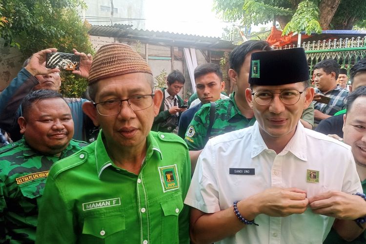 Ketua Badan Pemenangan Pemilu (Bappilu) PPP Sandiaga Salahuddin Uno di DPC PPP Kota Semarang, Jawa Tengah. 