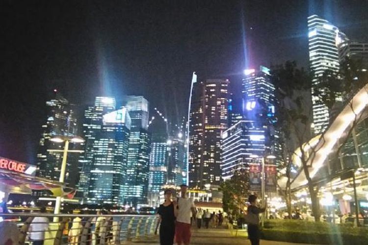 Suasana di kawasan Merlion Park, Singapura.