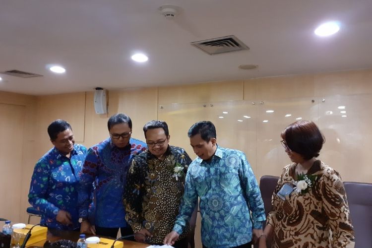 Jajaran direksi baru BTN usai mengadakan RUPSLB di Jakarta, Rabu (27/11/2019).