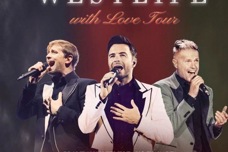Poster Westlife akan konser di Candi Prambanan dengan format Shane Filan, Kian dan Nicky pada 7 Juni 2024. 