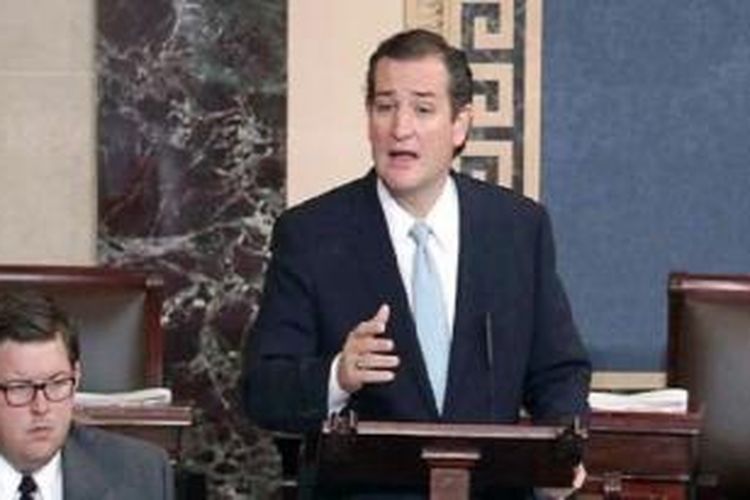 Senator dari Partai Republik, Ted Cruz, berpidato selama 21 jam 19 menit, menentang pendanaan layanan kesehatan Obamacare. 