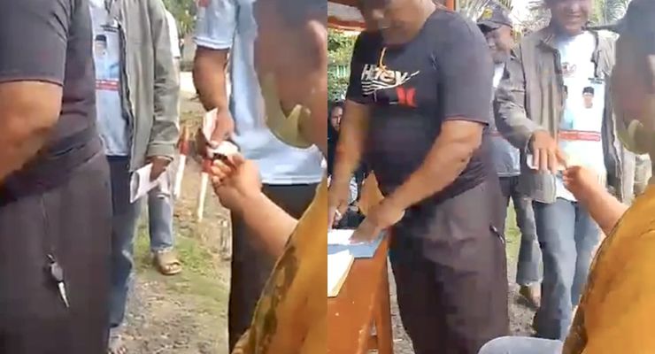 Perangkat Desa Diduga Bagikan Uang Paslon di Lampung Tengah