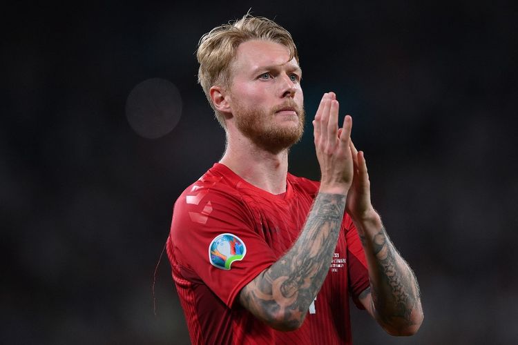 Kapten Timnas Denmark, Simon Kjaer. Denmark harus mengakhiri kiprah mereka di Euro 2020 setelah kalah 1-2 lewat perpanjangan waktu pada babak semifinal kontra timnas Inggris, Kamis (8/7/2021) dini hari WIB.