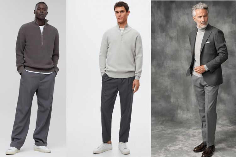 Ilustrasi perpaduan warna pakaian abu-abu