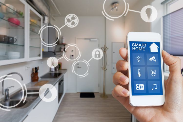 Ilustrasi teknologi smart home atau rumah pintar. 