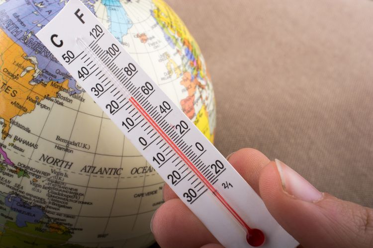 Ilustrasi suhu global, suhu terpanas dunia.