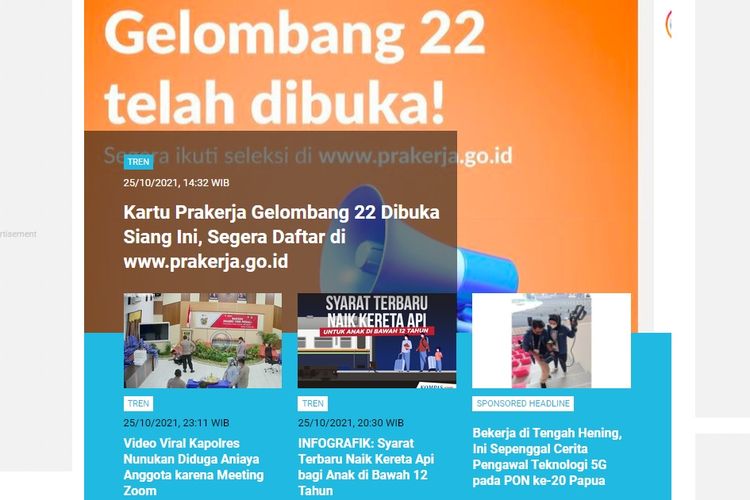 Berita populer di laman Tren sepanjang Senin (25/10/2021) hingga Selasa (26/10/2021) pagi.