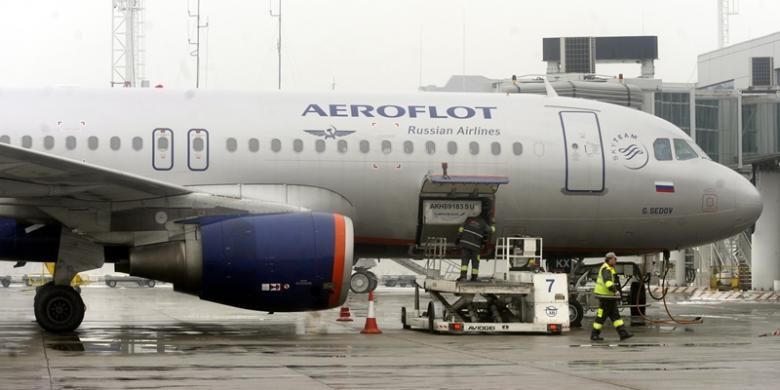 Sebuah Airbus A320 milik maskapai penerbangan Rusia, Aeroflot.