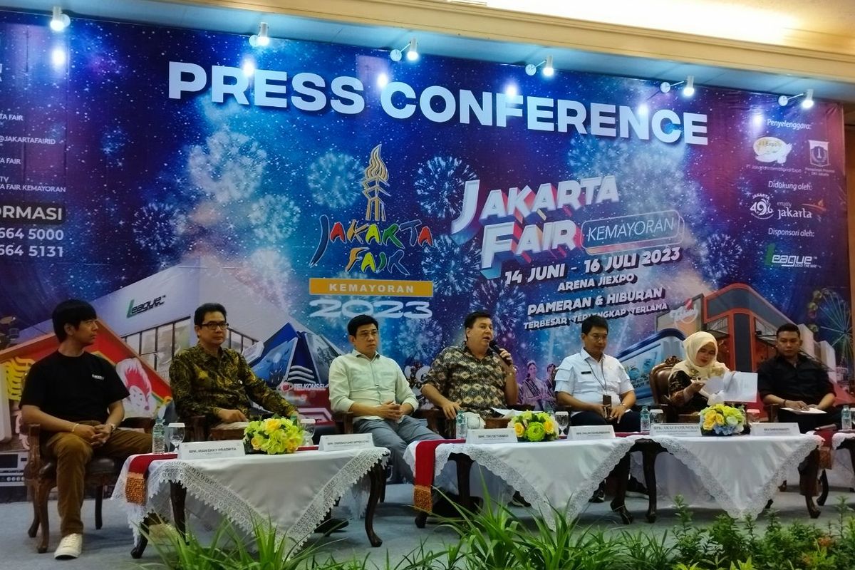 Konferensi Pers Jakarta Fair 2023 di JiExpo Kemayoran, Jakarta Pusat, Rabu (7/6/2023). (KOMPAS.com/XENA OLIVIA)