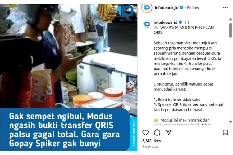 Aksi tipu QRIS gagal total, penjual warung selamat berkat notifikasi suara GoPay Spiker.