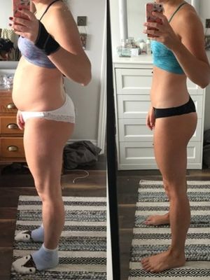 Transformasi berat badan Rachel Hosie pada Oktober 2018 dan Juni 2019