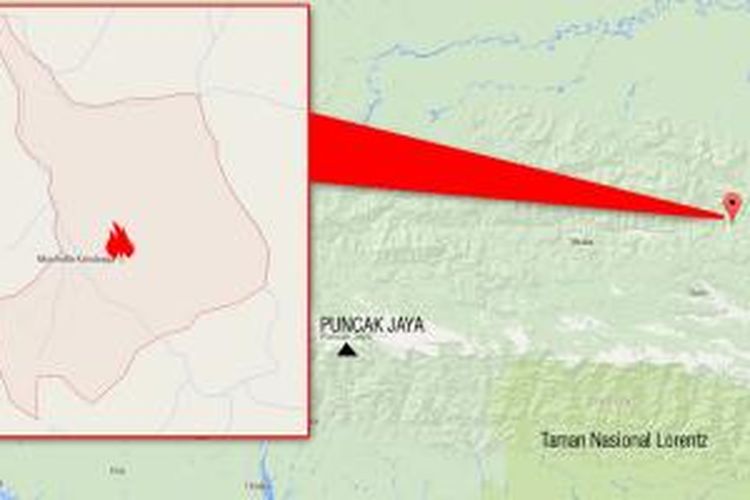 Lokasi perusakan mushala di Karubaga, Kabupaten Tolikara, Papua, Jumat (17/7/2015).