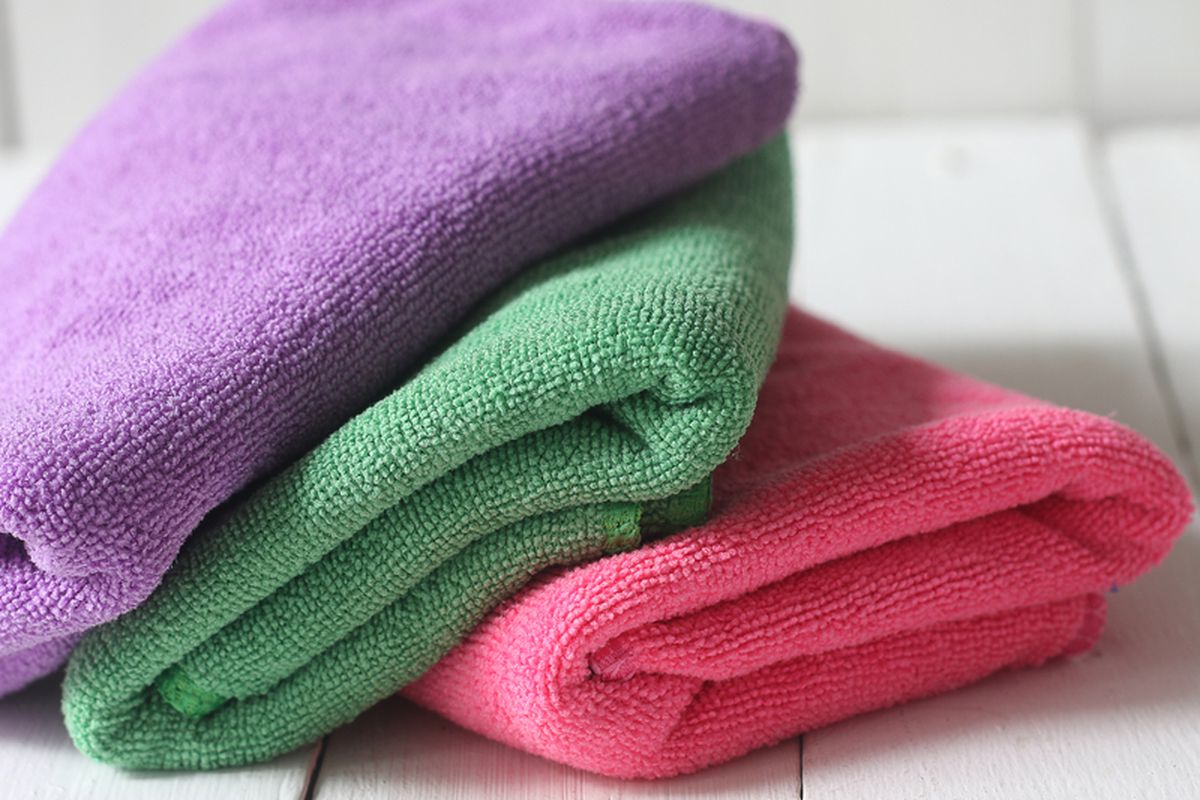 Ilustrasi handuk mikrofiber. 