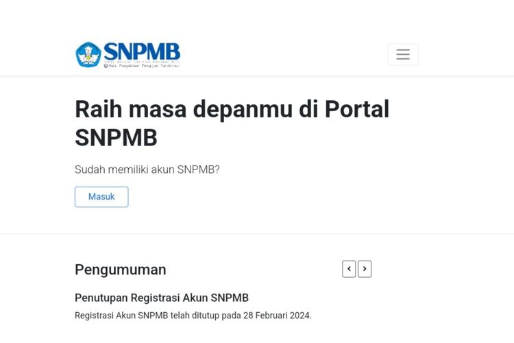 Link dan cara registrasi akun SNPMB 2025 buat sekolah. 