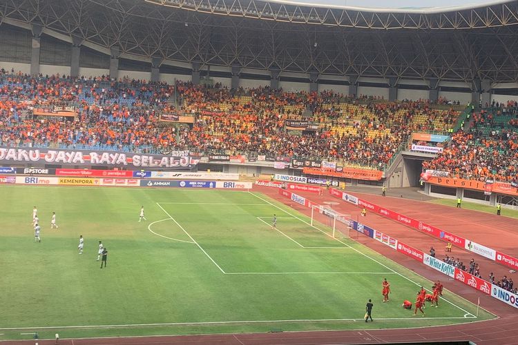 Momen selebrasi pemain Persija dalam laga pekan ke-11 Liga 1 2023-2024. Partai Persija vs Persib digelar di Stadion Patriot Candrabhaga, Bekasi, Sabtu (2/9/2023).