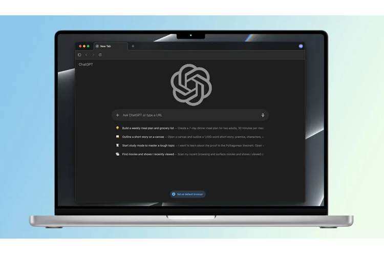 Tampilan browser AI ChatGPT Atlas.