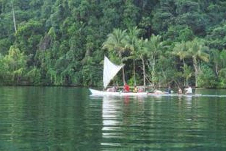 Perahu layar jadi alat transportasi utama bagi masyarakat bahari Teluk Cendrawasih, Papua.