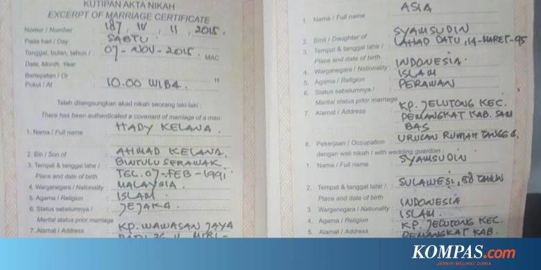 Pasangan Warga Indonesia Malaysia Ini Menikah Pakai Buku