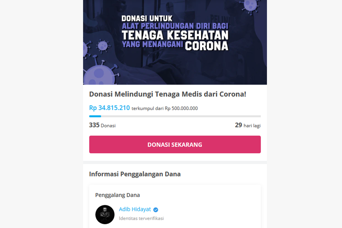 Editor in Chief Billboard Indonesia Adib Hidayat menggalang donasi untuk membeli alat perlindungan diri bagi tenaga kesehatan yang menangani corona.