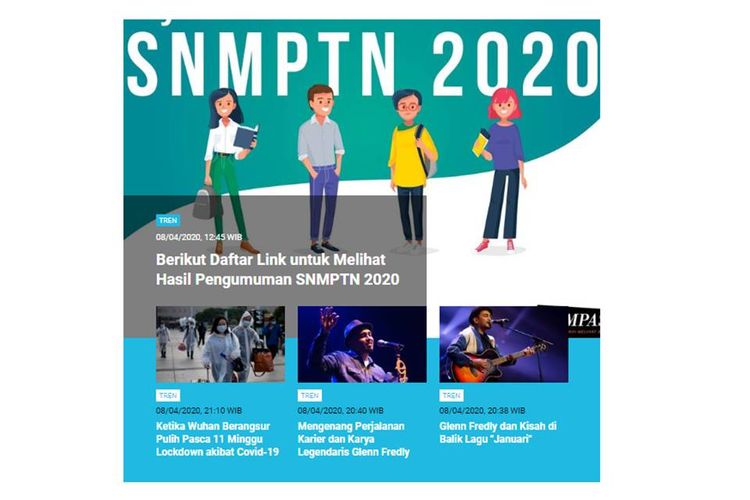 Berita populer Tren, 9 April 2020: pengumuman hasil SNMPTN 2020.