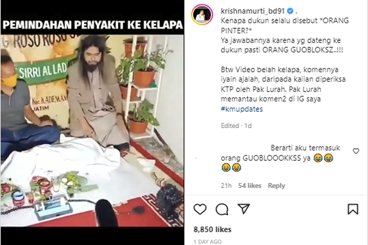 Brigjen Krishna Murti mengunggah video pengobatan Gus Samsudin. Mengapa dukun disebut orang pintar?