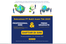 Rekrutmen BUMN Bukit Asam 2023 Resmi Dibuka, "Fresh Graduate" dan Profesional Bisa Daftar!