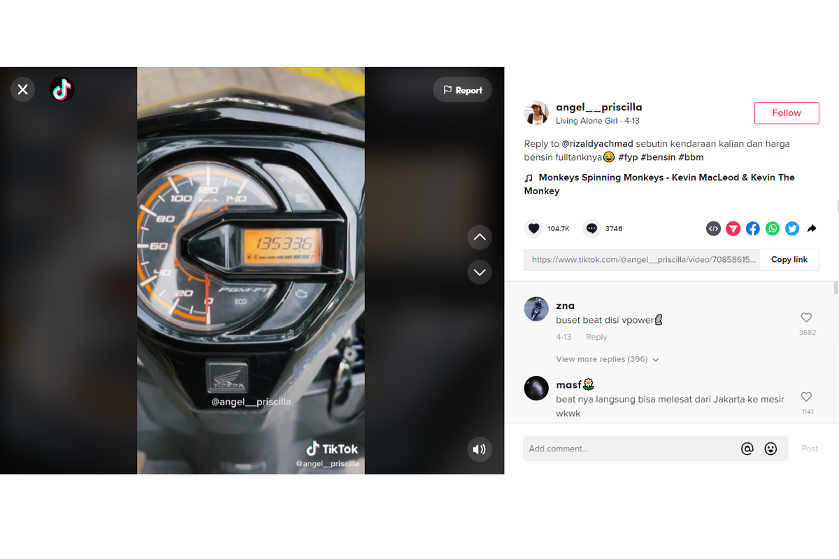 Video viral di dunia maya menceritakan pemilik sepeda motor Honda Beat yang mengisi bensin menggunakan bensin Shell V-Power.