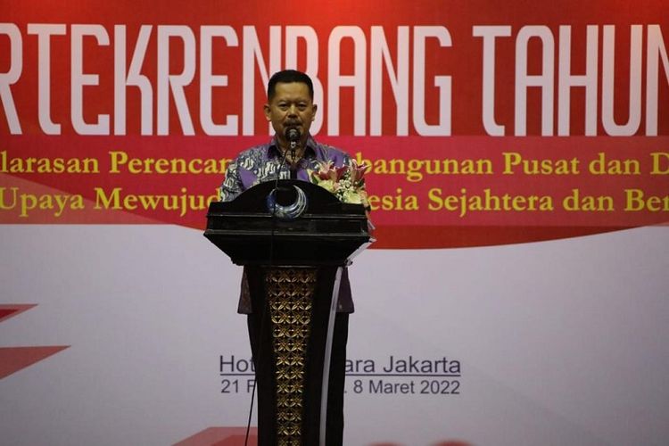 Pelaksana Tugas (Plt) Direktur Jenderal (Dirjen) Bina Pembangunan Daerah (Bangda) Kemendagri Sugeng Hariyono di Rakortekrenbang 2022.