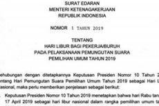 Resmi, Menaker Terbitkan Surat Edaran Hari Libur Pemilu 2019