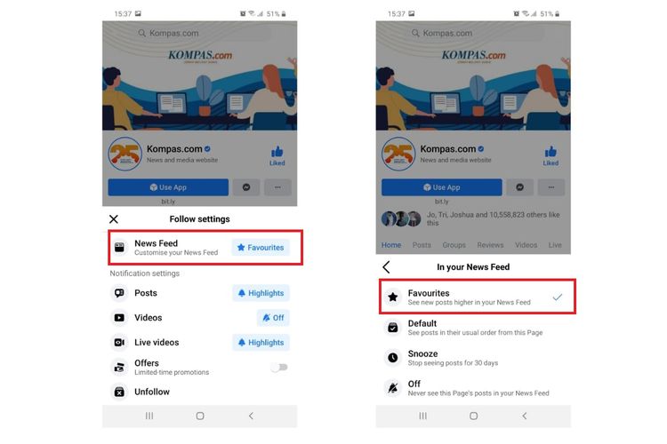 Cara menggunakan fitur Favorites di Facebook lewat mobile