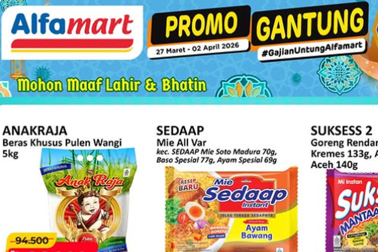 Promo Gantung Alfamart Hari Ini 27 Maret 2026, Beras 5 Kg Murah Mulai Rp 86.900
