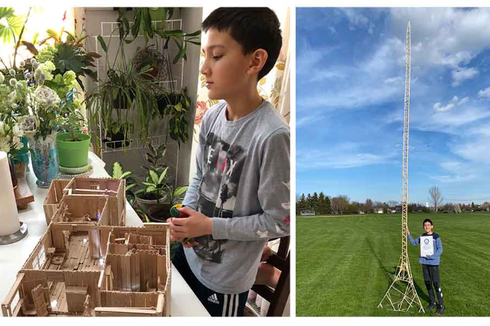 Bocah 12 Tahun Bikin Menara Stik Es Krim Tertinggi di Dunia