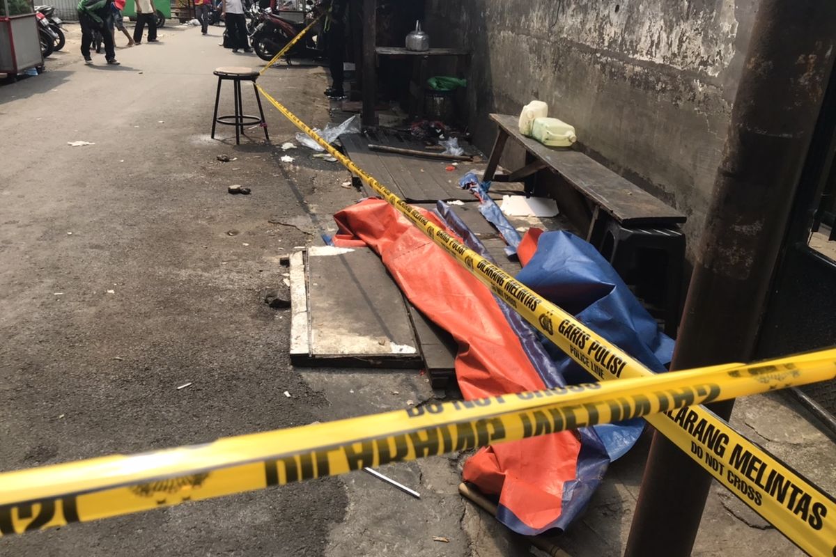 Tempat penemuan potongan kaki di belakang Mal Ambassador di Jalan Pedurenan Masjid, Karet Kuningan, Setiabudi, Jakarta Selatan pada Senin (22/3/2021) siang.