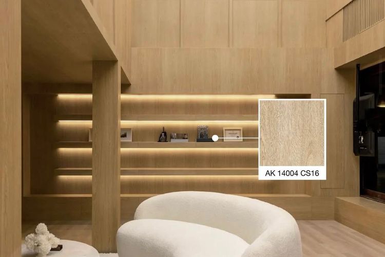 Ilustrasi HPL dinding kayu.