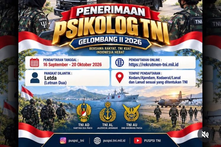TNI Buka Rekrutmen Psikolog Minimal Lulusan S1, Langung Dilantik Jadi Letda