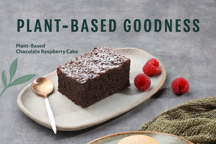 Sandwich dan kue cokelat plant-based di Starbucks. 