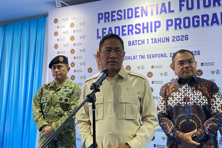 Wakil Menteri Pertahanan RI Donny Ermawan Taufanto saat ditemui di Kodiklat TNI, Buaran, Serpong, Tangerang Selatan, Rabu (20/5/2026).