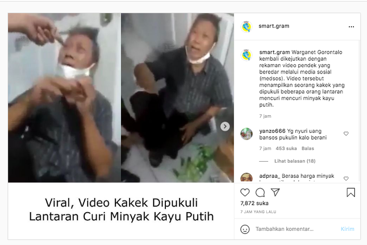 Viral kakek dipukuli karena mencuri di minimarket di Gorontalo