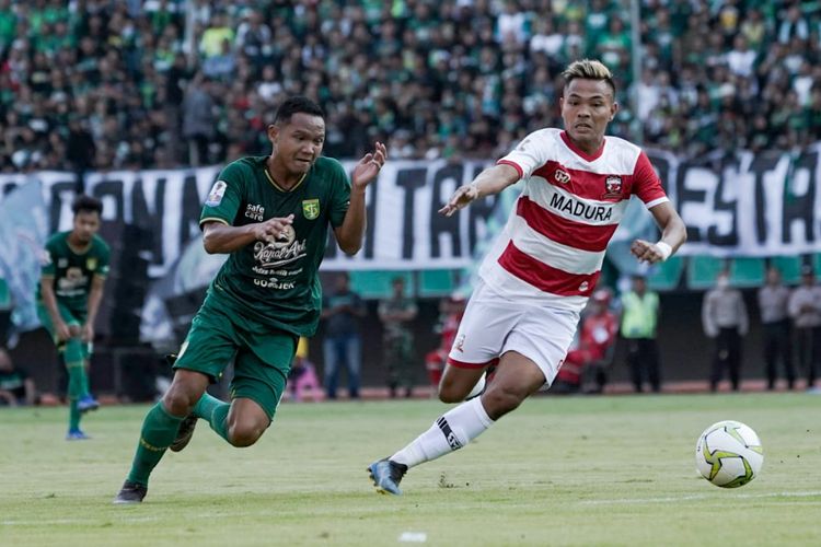 Persebaya Surabaya bermain imbang 1-1 dengan Madura United pada laga leg pertama babak perempatfinal Piala Indonesia 2018 di Stadion Gelora Bung Tomo, Rabu (19/6/2019) sore WIB. 