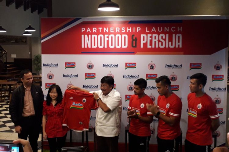 Acara partnership launch kerja sama Persija Jakarta dan Indofood untuk musim kompetisi Liga 1 2019 yang digelar di Jakarta, Kamis (17/1/2019). 