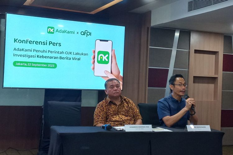 Konferensi pers Penjelasan AdaKami dan AFPI, Jumat (22/9/2023).
